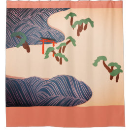 アー日本のト海と木のシャワーカーテン シャワーカーテン