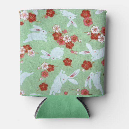 アー日本のト:グリーンサクラとウサギクーラーボックス 缶クーラー (正面)
