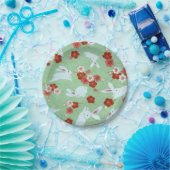 アー日本のト：グリーン桜とウサギ紙プレート ペーパープレート (パーティー)