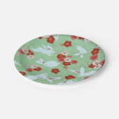 アー日本のト：グリーン桜とウサギ紙プレート ペーパープレート (アングル)