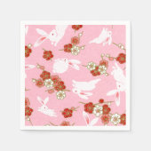 アー日本のト:ピンクサクラ&ラビット紙ナプキンス スタンダードカクテルナプキン (正面)