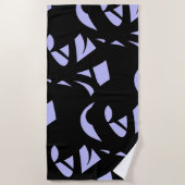 アー素晴らしトモダン・ブラックとラベンダー ビーチタオル (正面)