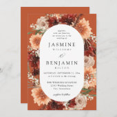 アー素朴ス&シャンパン花模様ズ結婚のdko 招待状 (正面/裏面)