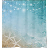 アー素朴ト航海のブルーティール（緑がかった色）水彩ビーチ シャワーカーテン (正面)