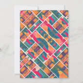 アー絵を描カラフルモダン結婚抽象芸術 招待状 (裏面)