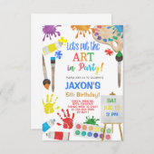 アー絵を描トのスケッチ少年の誕生日の招待。 招待状 (正面/裏面)