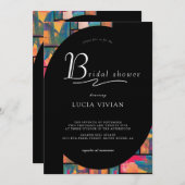 アー絵を描トカラフルモダン抽象芸術ブライダルシャワー 招待状 (正面/裏面)