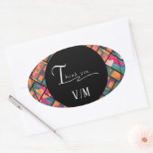 アー絵を描トカラフルモダン抽象芸術 楕円形シール (封筒)