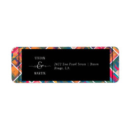 アー絵を描トカラフルモダン結婚の差出人住所 ラベル