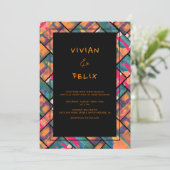 アー絵を描トカラーオレンジモダン抽象芸術結婚ズ 招待状 (スタンド正面)