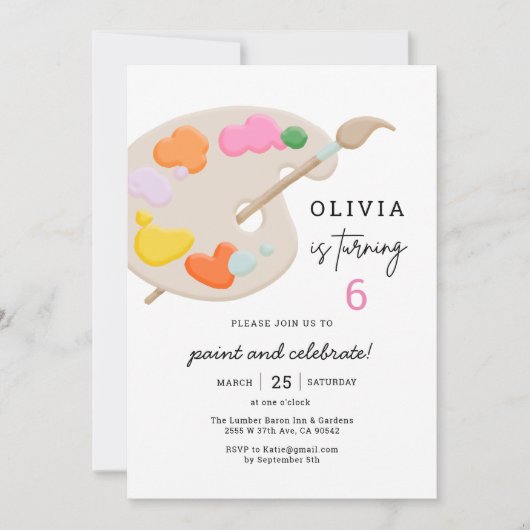 アー絵を描トバースデーパーティール 招待状 (正面)