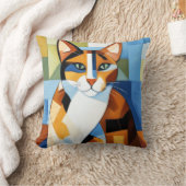 アー絵画トのキュビズム猫 クッション (ブランケット)