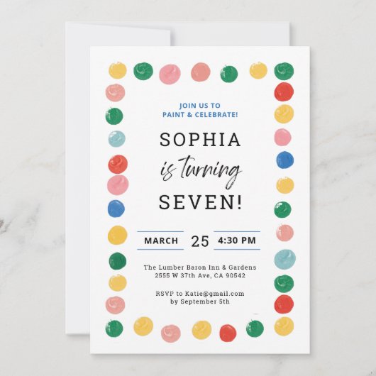 アー絵画トパーティーボーイ絵画誕生日 招待状 (正面)