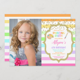 アー絵画ト·バースデー·パーティー·パステル·フォト 招待状