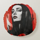 アー鮮やかトポップ・アートのウーマンレトロシック装飾用クッション ラウンドクッション (正面)