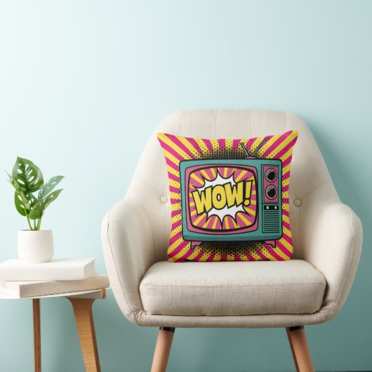 アー鮮やかトポップ・アートのレトロTV クッション (椅子)