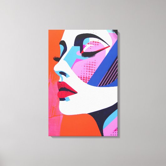 アー鮮やかト女子ポートレートデジタルアート キャンバスプリント (正面)