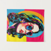 アー鮮やかト女子レトロシックウォールデコール タペストリー (正面(横))