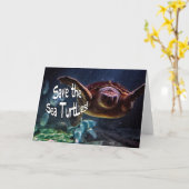 ア救ミガメの動物写真 カード (黄色い花)