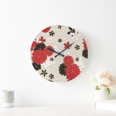 ア日本のート伝統的の花柄 ラージ壁時計 (ホーム)