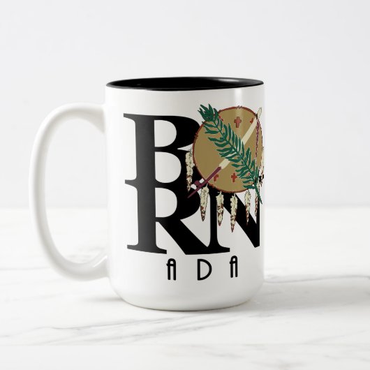 ア生まれダ・オクラホマ15oz ツートーンマグカップ (左)