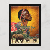 ア祈フリカの動物を見守る ポストカード (正面)