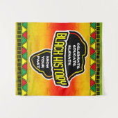 ア祝フリカ地図を表示した黒い歴史グランジ タペストリー (正面(横))