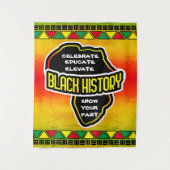 ア祝フリカ地図を表示した黒い歴史グランジ タペストリー (正面)