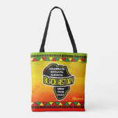 ア祝フリカ地図を表示した黒い歴史グランジ トートバッグ (裏面)