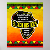 ア祝フリカ地図を表示した黒い歴史グランジ ポスター (正面)