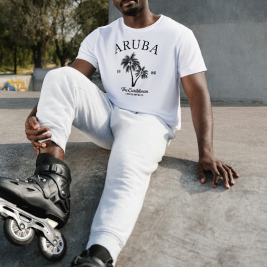 ア祝ルバ国旗のTシャツを着た島の雰囲気 Tシャツ