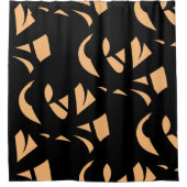 ア素晴らしモダンートピーチ/ブラック シャワーカーテン (正面)