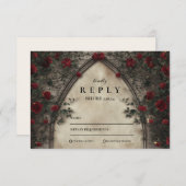 ア素朴ントラーウッドランドフローラ結婚ズ 出欠カード (正面/裏面)