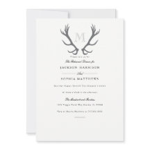 ア素朴ントラーミニマルとイニシャルウェディング招待