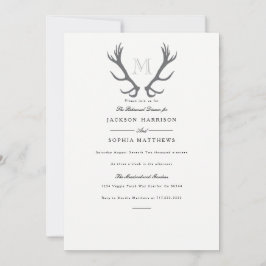 ア素朴ントラーミニマルとイニシャルウェディング招待 招待状