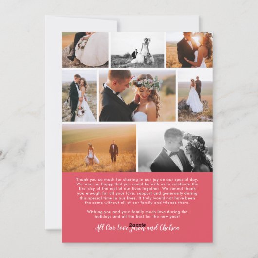 ア結婚したンメリードタイポグラフィホリデ感謝していー写真 シーズンカード (裏面)