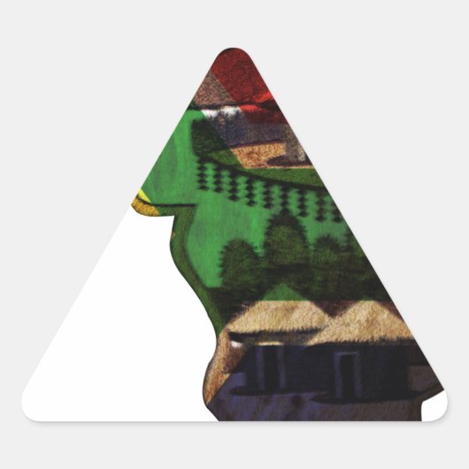 ア鮮やかフリカのモザイク:装飾模様アート 三角形シール (正面)