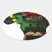 ア鮮やかフリカのモザイク:装飾模様アート 楕円形シール (正面)