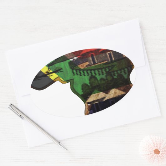 ア鮮やかフリカのモザイク:装飾模様アート 楕円形シール (封筒)