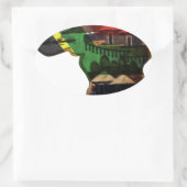 ア鮮やかフリカのモザイク:装飾模様アート 楕円形シール (バッグ)