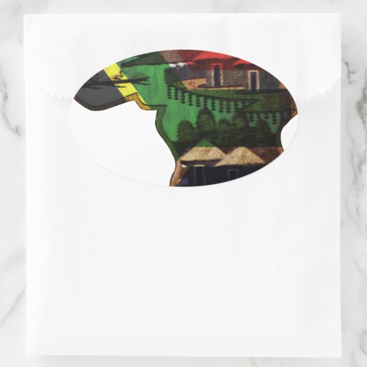 ア鮮やかフリカのモザイク:装飾模様アート 楕円形シール (バッグ)