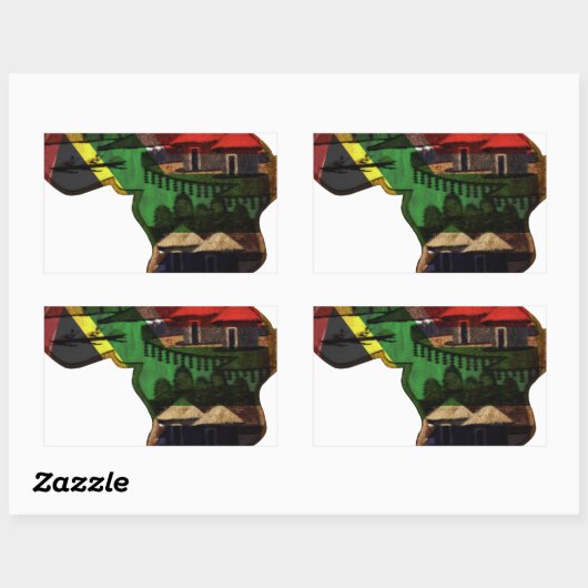 ア鮮やかフリカのモザイク:装飾模様アート 長方形シール (シート)