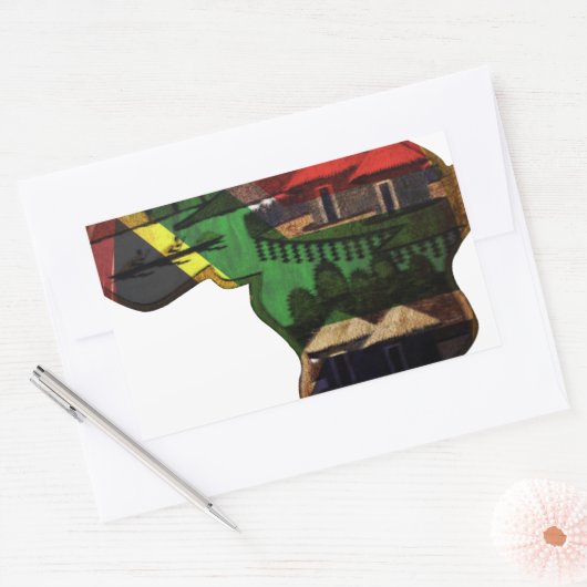 ア鮮やかフリカのモザイク:装飾模様アート 長方形シール (封筒)