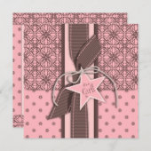 『ア・スター・イズ・ガール・生まれ招待状・スクエア』 招待状 (正面/裏面)