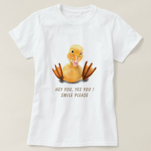 イおもしろいエローダックウよくはしゃぐィンクハッピースマイル Tシャツ