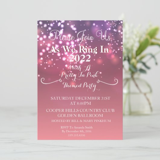 イかわいらしンピンクニューイヤーズパーティの招待状 招待状 (スタンド正面)
