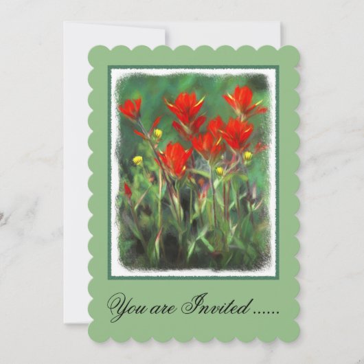 イインディアンペイントブラシの絵 - オリジナルの花のアート 招待状 (正面)