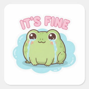 イイ感じのカエル ステッカー かわいい泣きカエル Meme かわいい