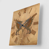 イェオールド中世ドラゴンデザイン スクエア壁時計 (傾斜)