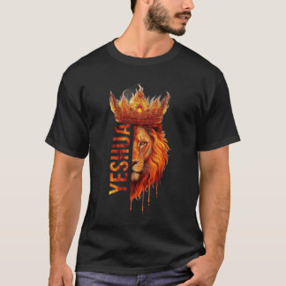 イェシュア・ユダのライオンの王冠信仰Tシャツ Tシャツ